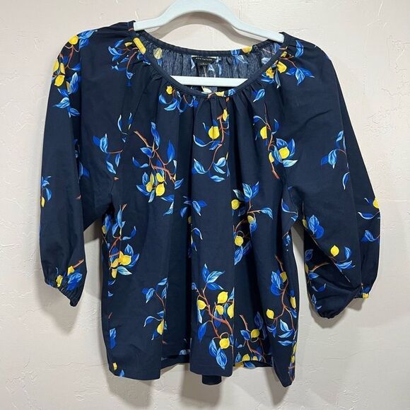 Ann Taylor Tops - Ann Taylor Lemon Branch Shirred 3/4 Sleeve Top